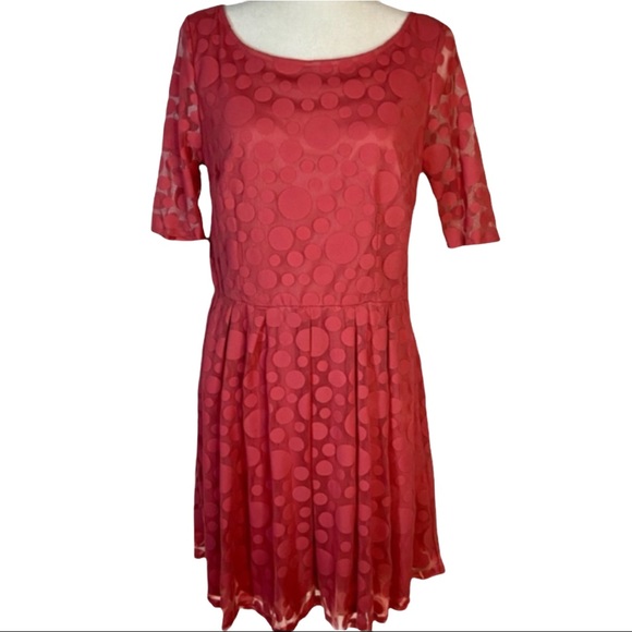 Lauren Conrad Peachy Pink Polka Dot Mesh  Party Cocktail Dress Size 12 - Picture 1 of 10